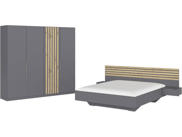 rauch Komplettzimmer Komplett Set Schrank 226 cm Bett 160/180 cm LAMELLA Set, 3 verschiedene Ausstattungen BASIC/CLASSIC/PREMIUM (inkl. SOFT-CLOSE), 4 tlg. tlg.