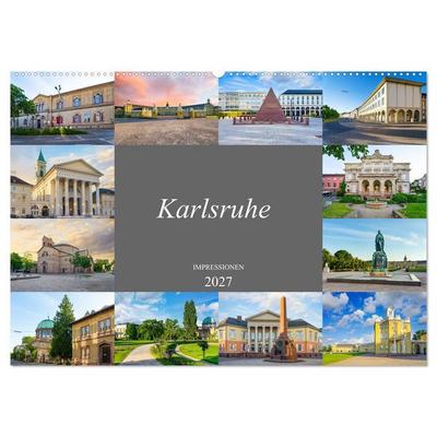 Karlsruhe Impressionen (Wandkalender 2027 DIN A2 quer), CALVENDO Monatskalender