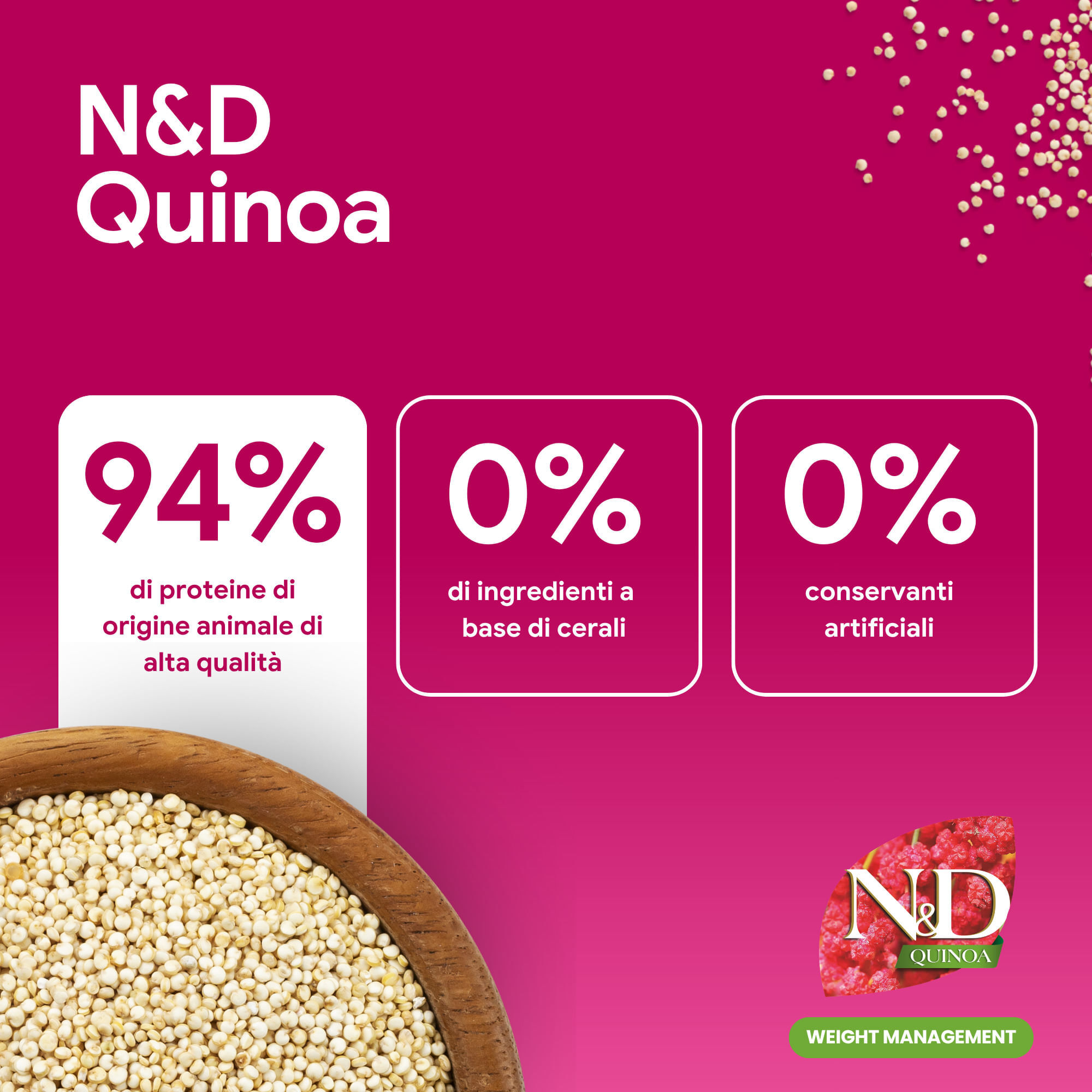 N&D Dog Quinoa Weight Management Adult Medium Maxi Agnello 7KG