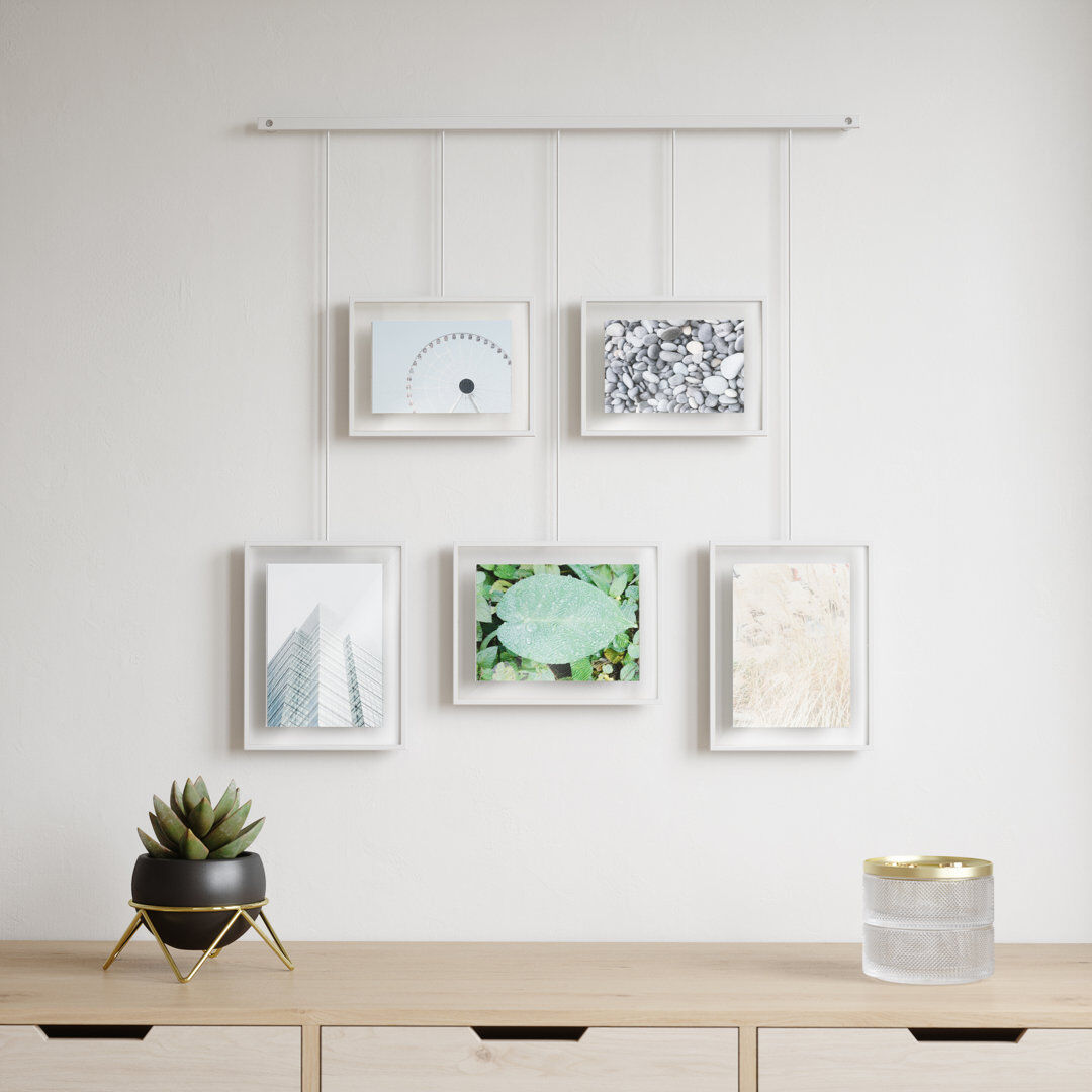 Umbra Hanging 5 Photo Frame set White 4" x 6", 5" x 7"