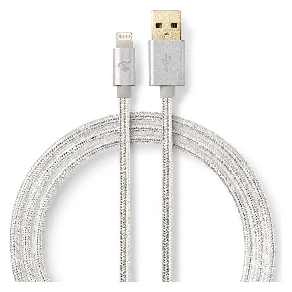 Nedis CCTB39300AL10. Produktfarbe: Aluminium, Anschluss 1: USB A, Anschluss 2: Lightning. Verpackungsart: (1 m, USB 2.0, 12 W) (CCTB39300AL10)