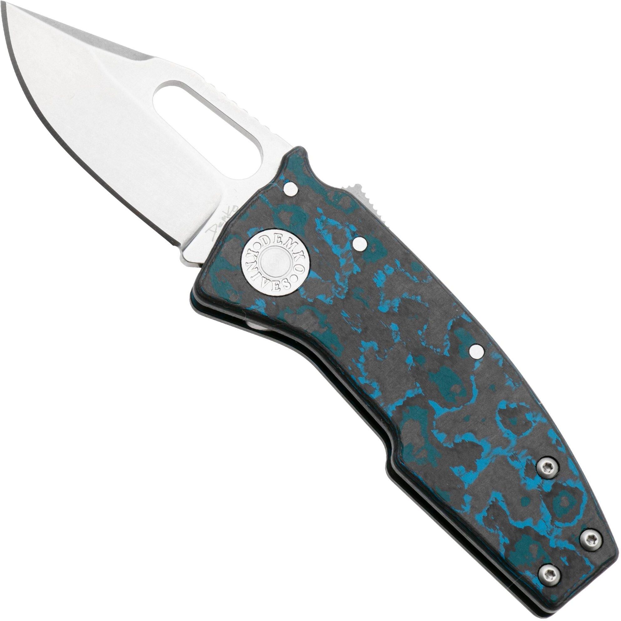 Demko Knives Demko Nano-Shark NANO-20CV-FC-ARC-CP Clip Point CPM 20CV, Fat Carbon Arctic Storm, coltello da tasca