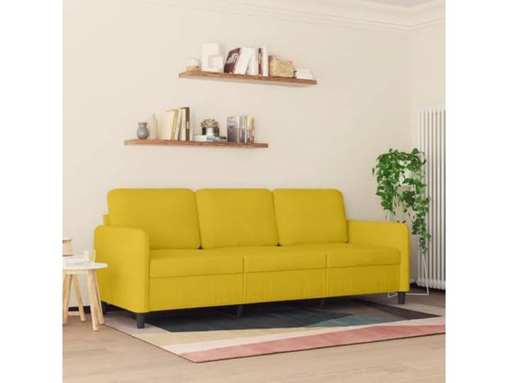 KTHLBRH 3-Sitzer-Sofa, gelb, 180 cm, aus Samt Gestell aus Metall, Polsterung aus Schaumstoff, modernes Design, max. Belastung 110 kg pro Sitz