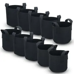 Intirilife 10x Vlies Pflanzsack in 75 Liter - 20 Gallon - 55 x 30 cm - Pflanzen Blumen Übertopf aus Vliesstoff mit Tragegriffen für Garten