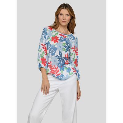 Klassische Bluse RABE "Bluse", Damen, Gr. 46, hellblau, 100%Viskose, geblümt, Blusen Bluse