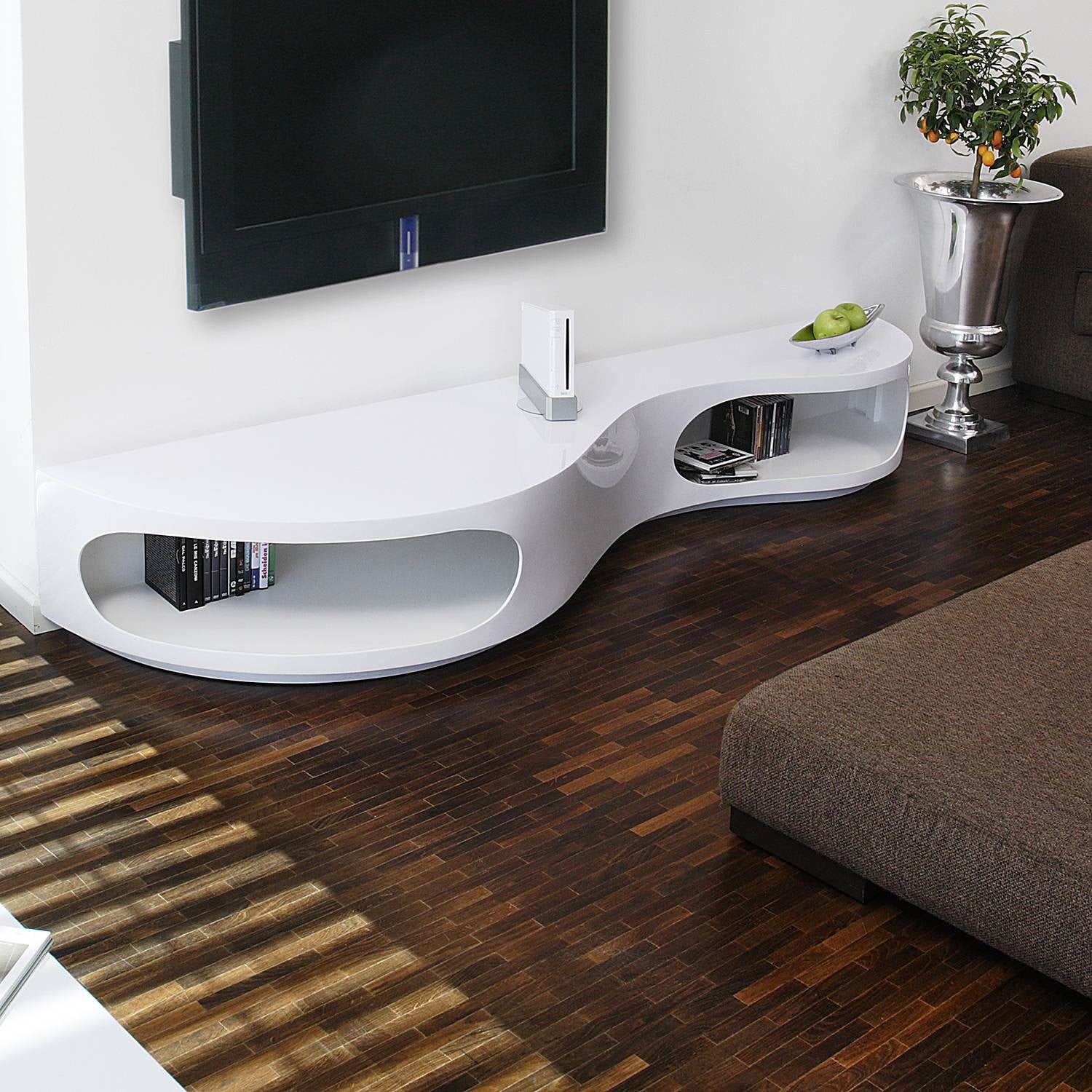 home24 Lowboard Toukley MDF Wit Hoogglans B/D/H: 200 x 30 x 50 cm