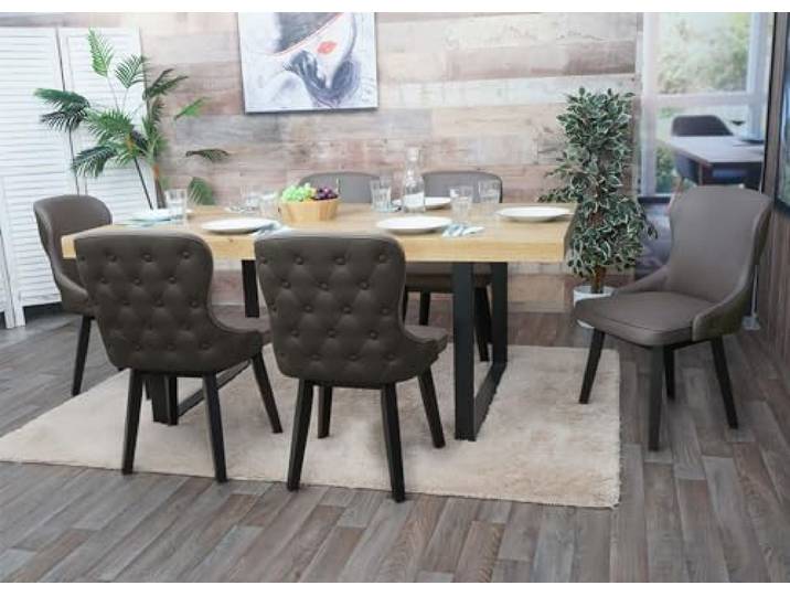 Mendler 6er-Set Esszimmerstuhl HWC-M60 Stoff/Textil - dunkelgrün-grau
