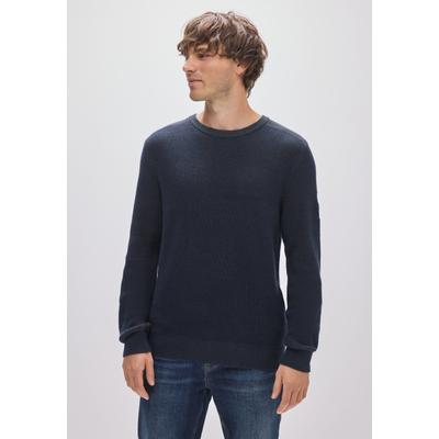 Rundhalspullover STREET ONE MEN, Herren, Gr. XL (44), blau (nightside blau), Web, 100% Baumwolle, unifarben, normal normal, Rundhals, Rippbündchen, Pullover Rundhalspullover, Feinstrick