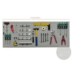 Kreher XXXL Lochwand mit Hakensortiment 52tlg. _Hellgrau _ 120 x 46 cm