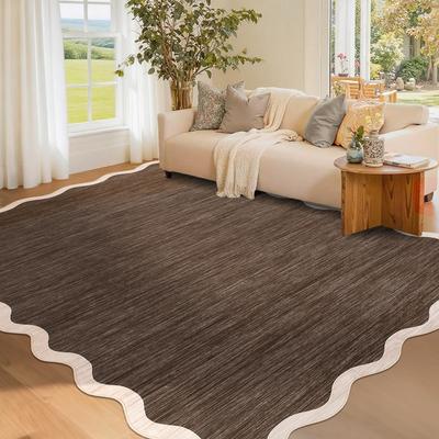 Garvee Scalloped Edge Color Blocking Bordered Area Rug