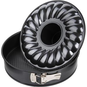 Zenker Backform Black Metallic 6509, Flach- & Rohrboden, Stahl, Ø 28 cm, schwarz, antihaftbeschichtet, Springform
