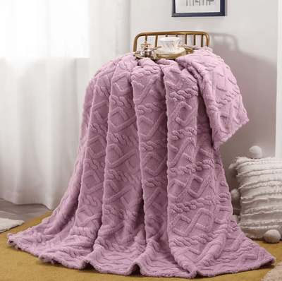 Inspire Curations Embossed Plush Flannel Throw Blanket purple