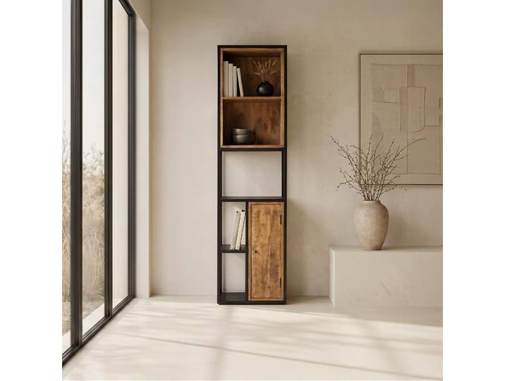 Bibliothèque étagère en métal et bois naturel 50cm - Diane