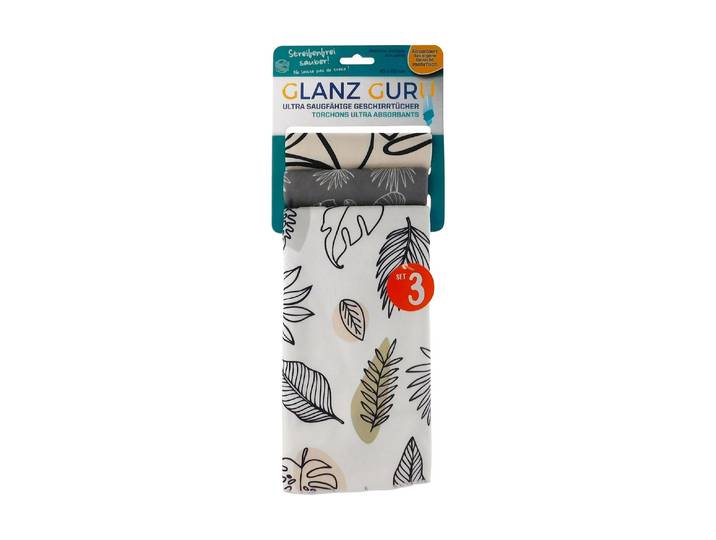 Geschirrtuch MEDIASHOP Glanz Guru «Natur» , weiss (bunt), B:45cm L:60cm, Obermaterial: 70% Polyester, 30% Nylon, Geschirrtücher, Geschirrtuch