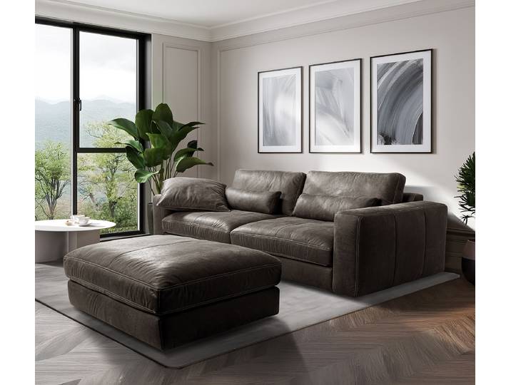 Repose-pieds 123 x 45 x 93cm Marron Cuir Arelia: Fango