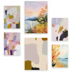 POSTER Set Mit 6 See Sonnenuntergang In Zusammenfassungen A3 & A4 Rahmenlos