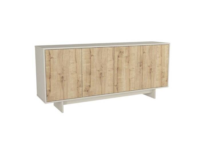 Buffet avec 4 portes - Naturel clair et Beige - ZEFYNA