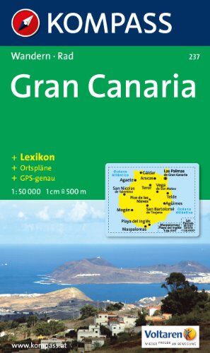 Chartech - Kompass Karten, Gran Canaria: Wanderkarte mit Kurzführer, Stadtplänen und Radwegen. GPS genau (Aqua3 Kompass) - Preis vom 02.10.2026 23:42:20 h