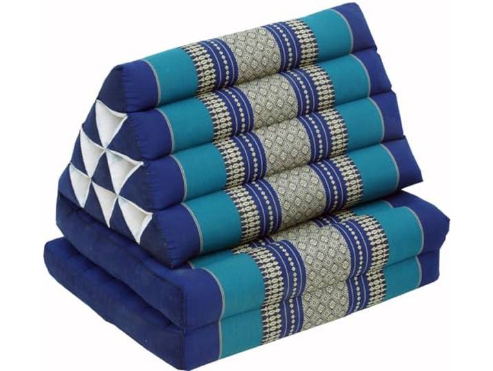 GURU SHOP Thaikissen, Dreieckskissen, Kapok, Tagesbett, blau Traditionelles Design, inklusive 2 Auflagen, ideal zum Entspannen, hochwertige Kapokfüllung.