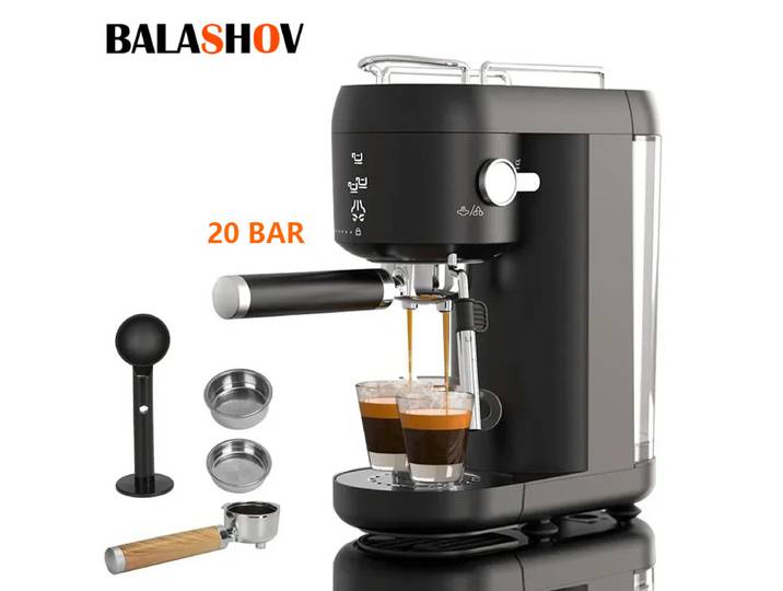 Machine à café espresso semi-automatique 20 bars Machine à café espresso à poudre avec buse vapeur Machine à cappuccino en acier inoxydable Vapeur chaude