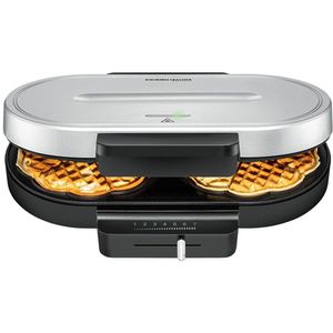 Rommelsbacher Waffeleisen WA 1250, 1200 Watt, zwei Herzwaffeln mit Ø je 16 cm, schwarz / silber