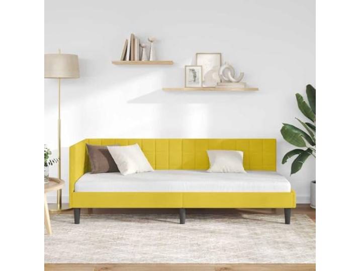 KTHLBRH Eckbett Gelb 80 x 200 cm Samt Platzsparendes Design, Schlafsofa, wendbares Kopfteil, robustes Sperrholz