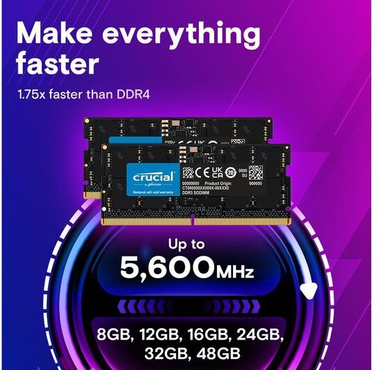 Crucial DDR5 4800 MHz Laptop RAM - 16 GB