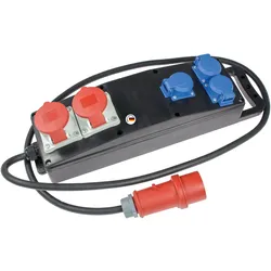 As - Schwabe, Baustromverteiler, Vollgummi-Steckdosenleiste (5x, CEE 7/3, CEE 7/4)