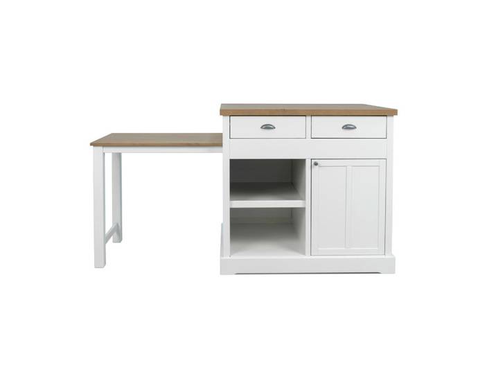 Livetastic Kücheninsel, Weiß, Holz, Kiefer, massiv, 2 Schublade(n) Schubladen, 103.8x76.5x60 cm, Küchen, Küchenmöbel, Kücheninseln