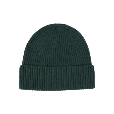 Strickmütze JACK & JONES "JACCOPENHAGEN BEANIE NOOS", Herren, grün (scarab), Strick, Materialmix, unifarben, Mützen Strickmütze, Wolle mit Kaschmir