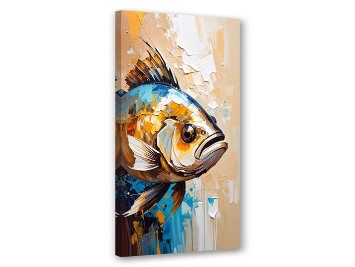 Feeby Leinwandbild Fisch Meerestier 50x100cm, Beige, Tiere, Rechteckig, 50x100 cm, Bilder & Rahmen, Bilder, Leinwandbilder