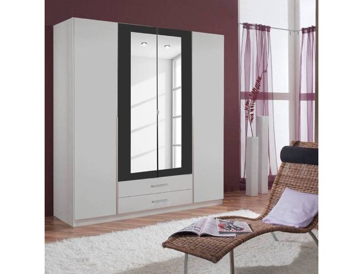 Armoire à portes battantes Nuevo 180cm Blanc/Blanc alpin/Anthracite