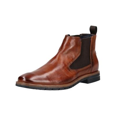 Stiefelette BUGATTI "bugatti Stiefelette Leder/Textil", Damen, Gr. 46, braun (cognac), Leder, Textil, Schuhe Stiefelette