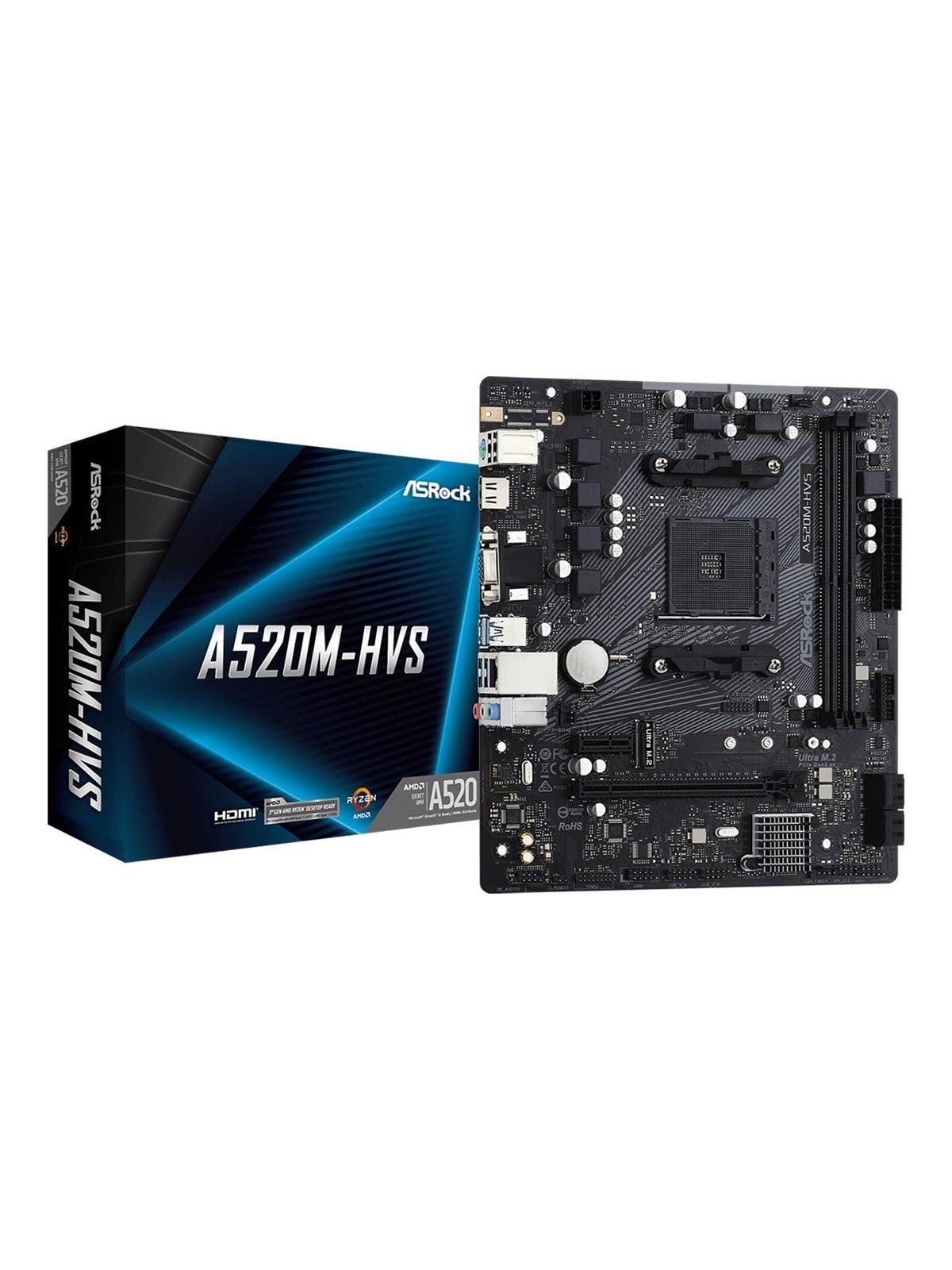ASRock A520M-HVS Mainboard - AMD A520 - AMD AM4 - DDR4 RAM - Micro-ATX