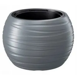 Prosperplast - Runde Pflanztöpfe mit Reservoir 36L Maze aus Kunststoff in Steingrau 43,6 x 43,6 x 29,9 cm