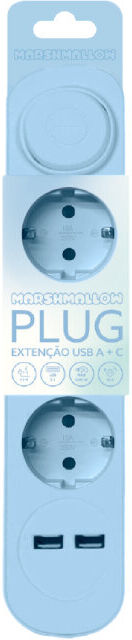 EXTENSÃO MARSHMALLOW 3T+2USB 1.5M AZUL