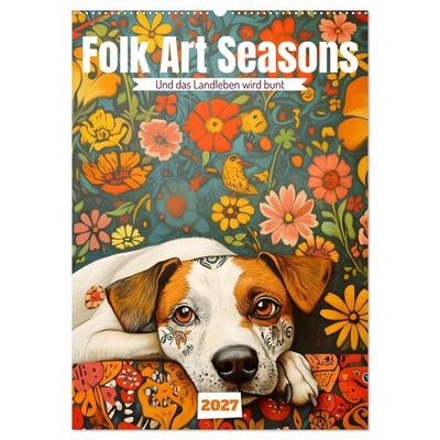 Folk Art Seasons (Wandkalender 2027 DIN A2 hoch), CALVENDO Monatskalender
