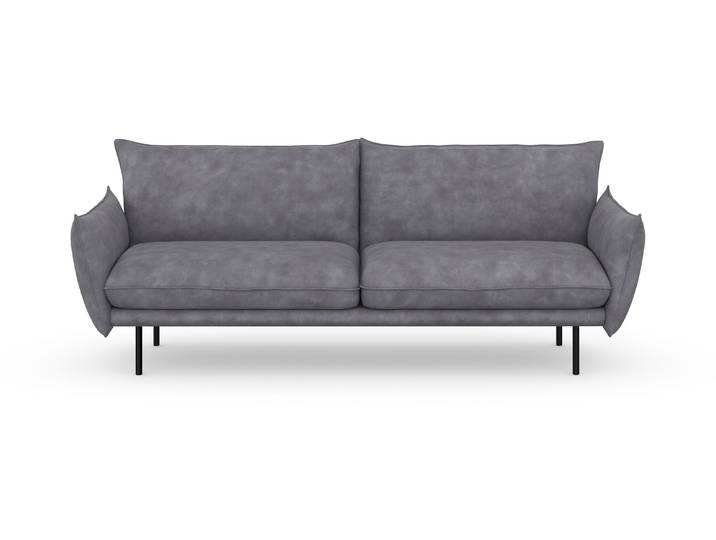 3-Sitzer OTTO HOME Stine , grau, B:226cm H:86cm T:86cm, Struktur (100% Polyester);Struktur weich (85% Polyester/15% Nylon);Samtoptik (100% Polyester), Sofas, Besonderes Design durch Kissenoptik und Keder