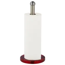 Relaxdays Stehender Küchenrollenhalter Rot,Silber
