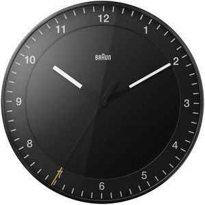 Braun Wanduhr BC17B, Kunststoff, analog, Funkuhr, Ø 30 cm, schwarz, lautlos