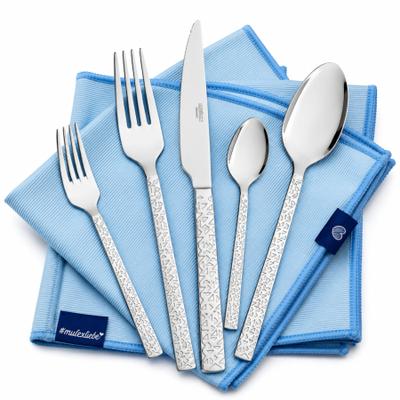 Besteck-Set MULEX "Siena, Besteckset mit 3 Multifunktionstüchern", silber (edelstahl), 63, Edelstahl 18/0, Essbesteck-Sets, Kratzfestes Besteck mit edlem Design und angenehmer Haptik