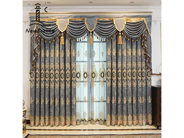 Rideaux occultants en Chenille brodés de luxe européen, pour salon, chambre à coucher, cantonnière de salle à manger, draperies de décoration de taille personnalisée