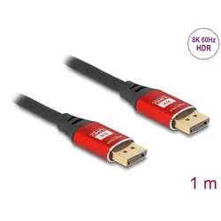 DELOCK DisplayPort Kabel 8K 60Hz 1m rot Metall