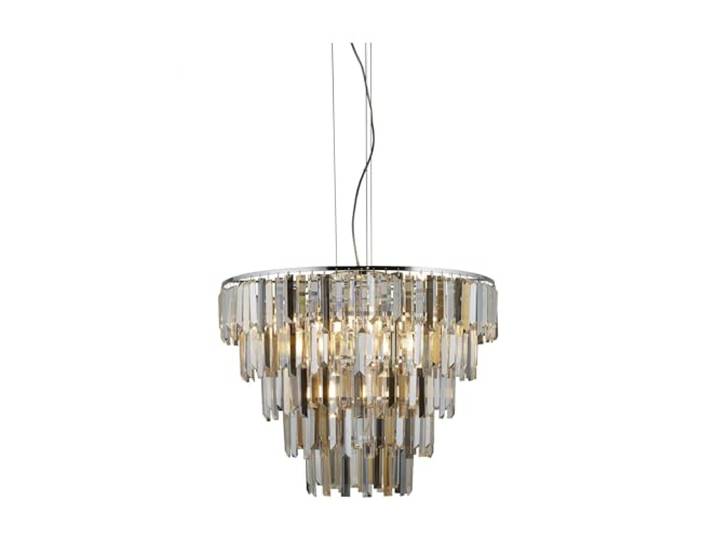 Searchlight CLARISSA - 9 Light Chrome Deckenanhänger mit bernsteinfarbenen, rauchigen Kristallprismatropfen