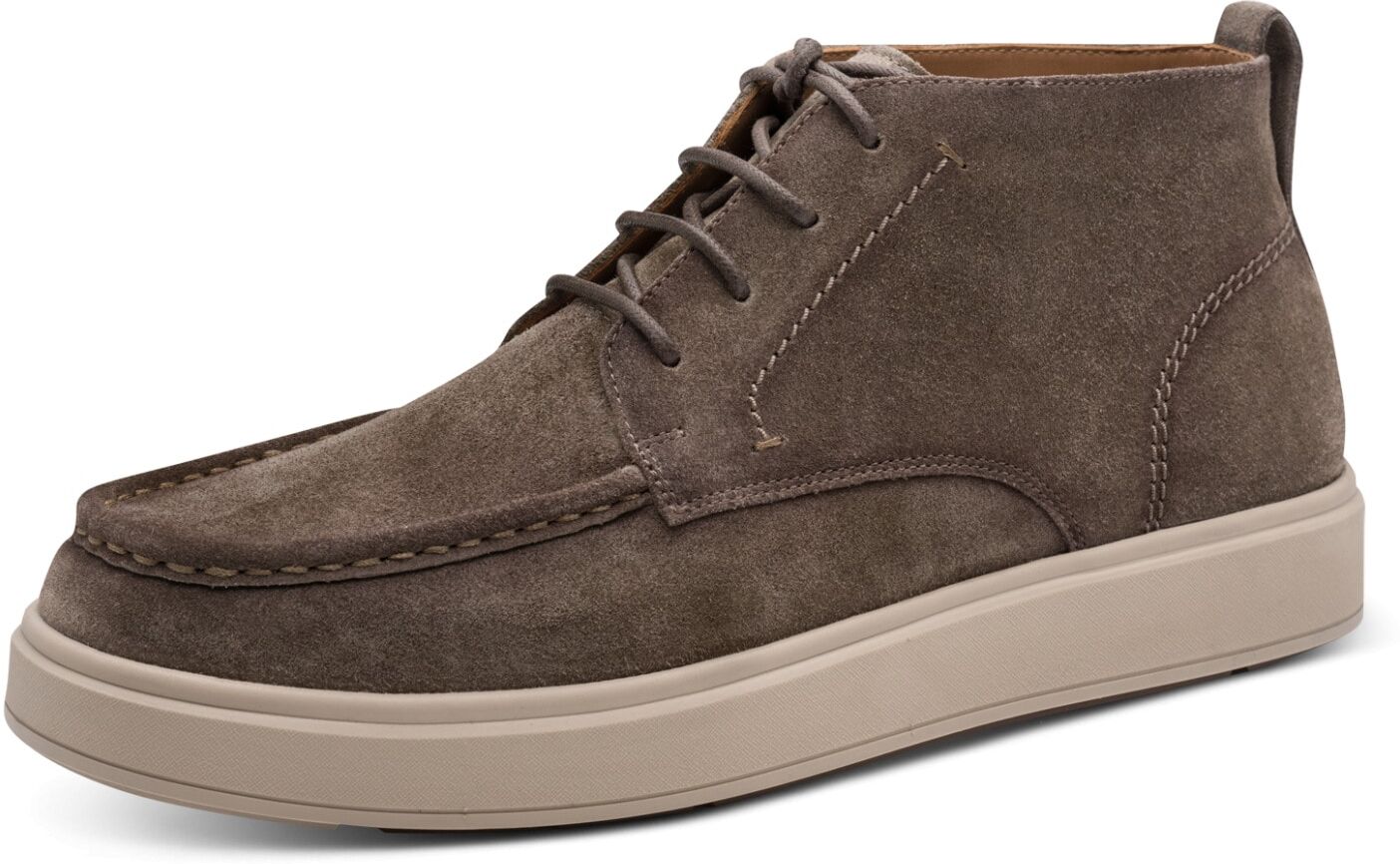 Schnürboots TAMARIS, Herren, Gr. 40, Leder Textil, braun (taupe), Veloursleder, aufgeraut, Schuhe Schnürboots, Schnürstiefelette mit Ziernähten, für Herren taupe 40, Leder Textil