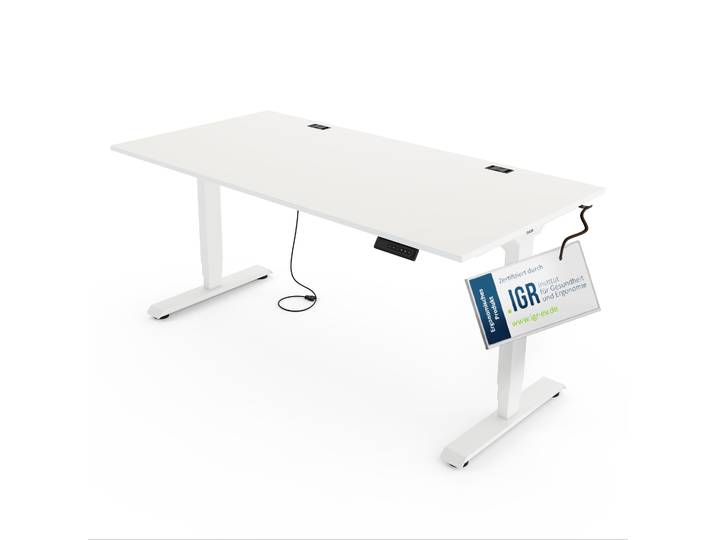 Elektrisch höhenverstellbarer Schreibtisch 120x80 cm, Weiß - Yaasa Desk Essential