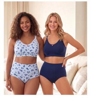 Plus Size Women's Comfort Choice® Pointelle Leisure Bra 2-Pack by Comfort Choice in Soft Blue Floral Pack (Size M)