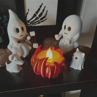 Inspired Living Ghost Campfire Gathering Halloween Outdoor Decoration 1set Dog And Cat