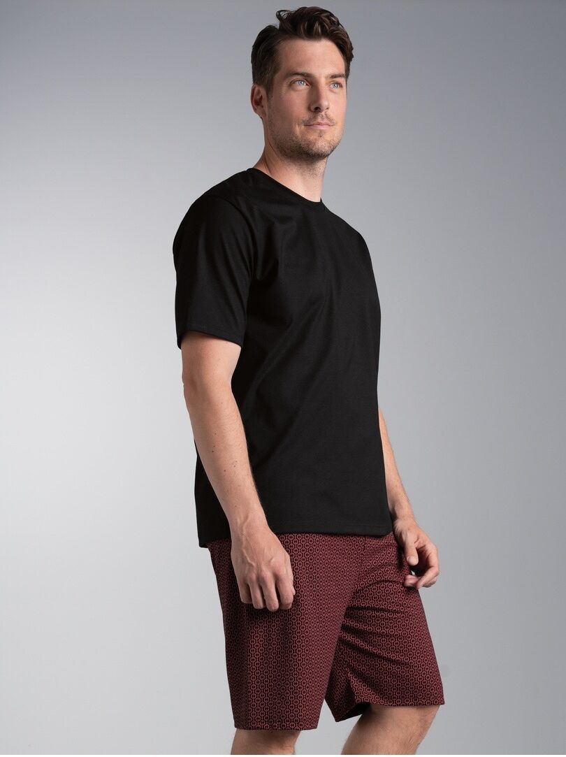 Schlafanzug TRIGEMA "TRIGEMA Shorty-Pyjama mit Kettenmuster", Herren, Gr. 3XL, schwarz, Single Jersey, 100% Baumwolle, Homewear-Sets Schlafanzug