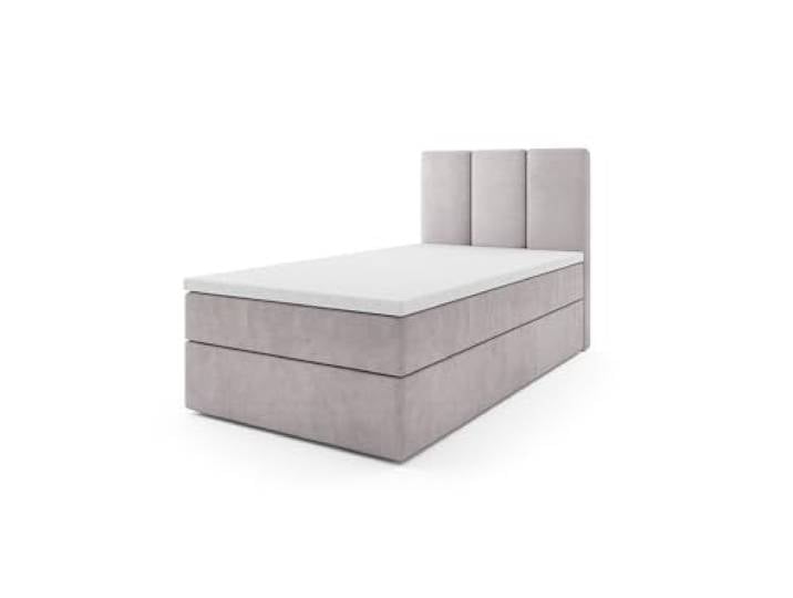MRGROUP Boxspringbett Polsterbett Einzelbett RYGA MINI mit Bettkasten und Matratzentopper Bett Schlafzimmer Jugendbett Kinderbett ((Swing 16 - hellgrau), 80 x 200 cm rechts)